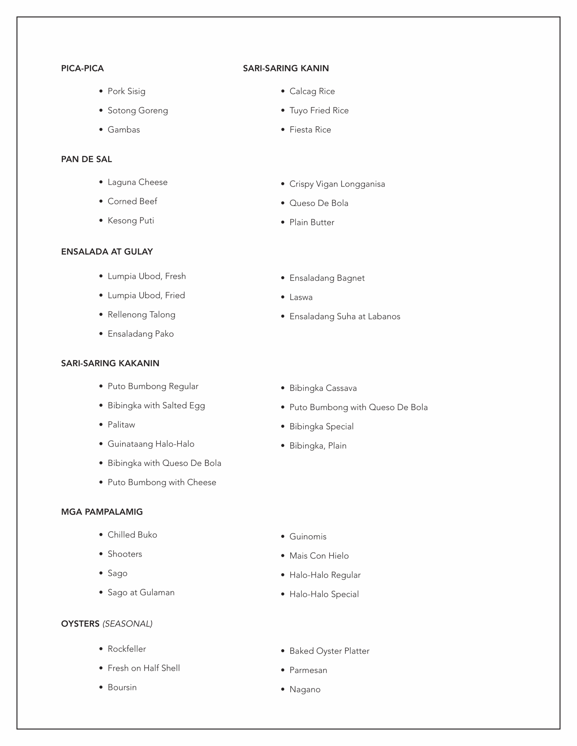 Menu List